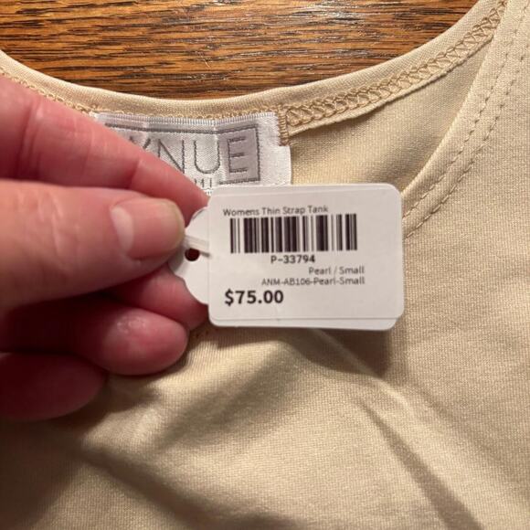 A'nue Thin Strap Tank Top Stretchy Pearl Women's Size Small Made in USA NWT - Picture 4 of 13